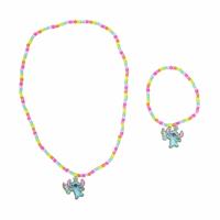 Disney Stitch Charm and Beaded Necklace and Bracelet Set