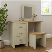 GFW Lancaster 3 Drawer Dressing Table With Stool - Cream
