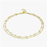 Revere 9ct Gold Plated Sterling Silver Double Chain Anklet
