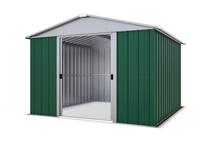 YardMaster Metal Green Apex Garden Shed - 10 x 8ft
