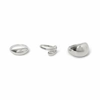 Freedom 3pk Silver-tone Smooth Ring Pack Large