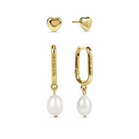 Radley 18ct Gold Plated Heart Stud and Pearl Huggie Earrings