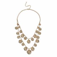 Freedom Gold-tone Textured Charms Multirow Necklace