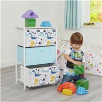 Liberty House Toys Kids Dinosaur 3 Drawer Storage Unit- Blue