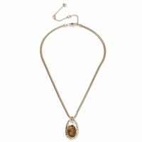 Freedom Brown Stone Gold Pendant Necklace
