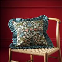 Habitat x Morris & Co. Hyacinth Ruffle Cushion Green - 43x43cm