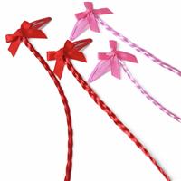 Flitzy Red and Pink Bow with Braid Hair Clips - Pack of 4