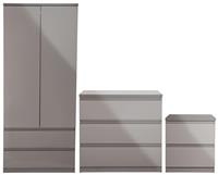 Habitat Jenson Gloss 3 Piece 2 Door Wardrobe Set - Grey