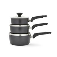 Morphy Richards 3 Piece Aluminium Saucepan Set - Black