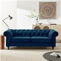 Habitat Chesterfield Velvet 2 Seater Sofa Bed - Blue