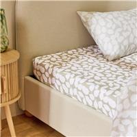 Argos Home Polycotton Floral Leaf Natural Fitted Sheet - Superking