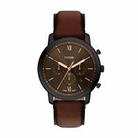 Fossil Neutra Black Dial Brown Leather Strap Watch