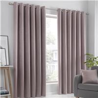 Fusion Strata Dim-out Eyelet Curtains - Blush Pink - 229x183cm