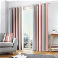 Fusion Whitworth Striped Eyelet Curtains - Blush Pink - 117x137cm