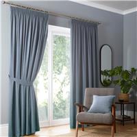 Fusion Dijon Blackout Thermal Pencil Pleat Curtains - Blue - 229x229cm
