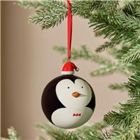 Argos Home Penguin with Santa Hat Glass Christmas Bauble