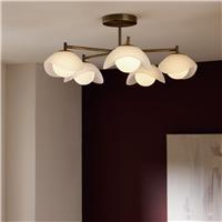 Habitat Arti Textured Glass 5 Light Flush Ceiling Light - Brass