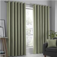 Fusion Strata Dim-out Eyelet Curtains - Green - 229x183cm