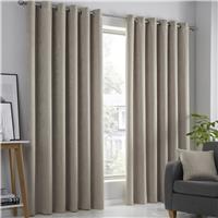 Fusion Strata Dim-out Eyelet Curtains - Natural - 168x183cm