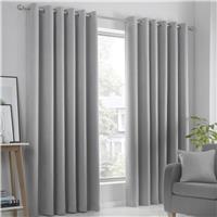 Fusion Strata Dim-out Eyelet Curtains - Silver - 117x137cm