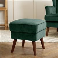 Habitat Callie Velvet Footstool - Forest Green