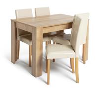 Argos Home Miami Oak Effect Dining Table & 4 Cream Chairs