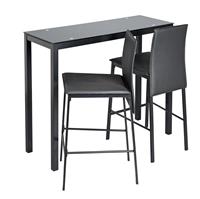 Argos Home Lido Glass Bar Table & 2 Black Chairs