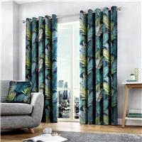 Fusion Tropical Palm Leaf Eyelet Curtains - Multicolour - 229x229cm