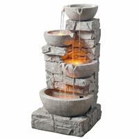 Teamson Home Cascading Bowls & Stacked Stones Water Fountain with LED Lights