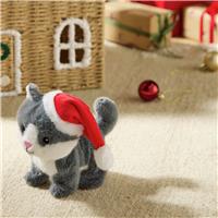 Argos Home Animated Kitten with Santa Hat Soft Toy