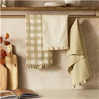 Argos Home Autumnal Gingham Pack of 3 Tea Towels - Beige