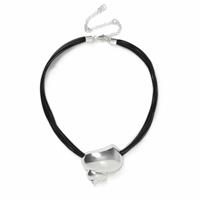 Freedom Silver Shell Black Cord Necklace