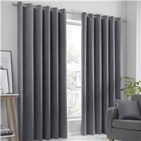 Fusion Strata Dim-out Eyelet Curtains - Charcoal - 168x137cm
