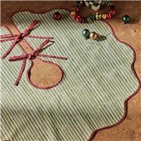 Habitat Vertical Green and White Striped Frill Christmas Tree Skirt