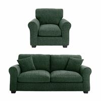 Argos Home Lisbon Fabric Chair & 3 Seater Sofa - Green