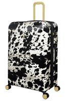 IT Luggage Sheen Expandable 8 Wheel Hard Large Suitcase - Black and White