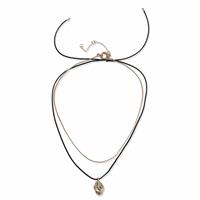 Freedom Gold Pendant Gold Tone & Black Cord Chain Necklace