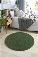 Buddy Round Forest Green Shaggy Rug - 100cm