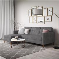 Dorel Hartford Velvet Futon Sofa Bed - Grey