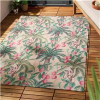 Furn Monkey Palm Polyester Green Rectangle Outdoor Rug