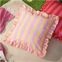 Furn Ruffle Stripe Yellow Outdoor Cushion