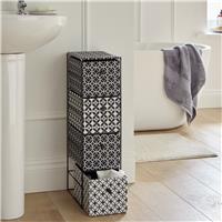Argos Home Mono Tile Print 4 Bathroom Drawer Unit - Black & White
