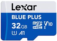 Lexar BLUE PLUS 100MBs microSDHC Memory Card with SD Adaptor - 32GB