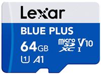 Lexar BLUE PLUS 100MBs microSDXC Memory Card with SD Adaptor - 64GB