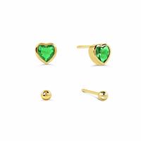 Radley 18ct Gold Plated Green Heart and Ball Stud Earrings