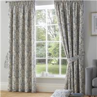 D&D Averie Floral Pencil Pleat Curtains - Blue - 168x183cm