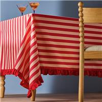 Habitat Stripe Wipe Clean Table Cloth - Red & Pink