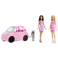 Barbie Dream Land 2 Dolls, Toy Car Electric Vehicle with Charging Station