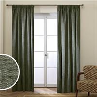Habitat Basket Weave Blackout Pencil Pleat Curtain - Dark Green - 229x137cm