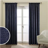 Habitat Basket Weave Blackout Pencil Pleat Curtain - Navy - 168x183cm